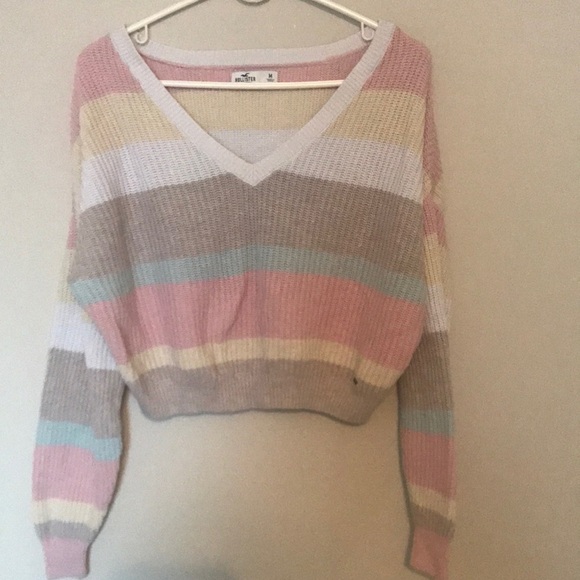 Hollister Sweaters - Hollister Cropped Striped V-Neck Sweater